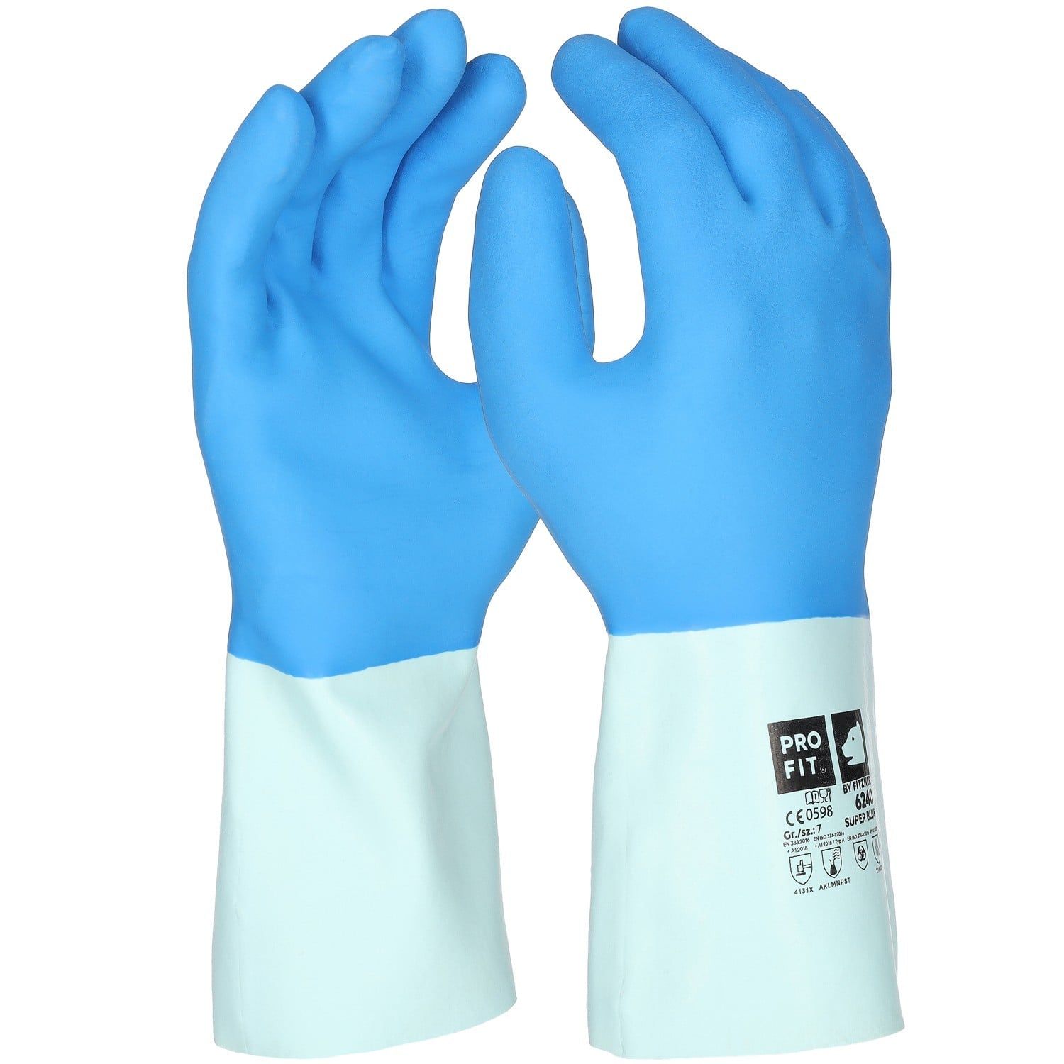 Latex Chemikalienschutzhandschuhe"Super Blue", blau, geraut 10