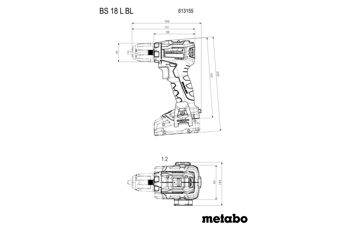 Akku-Bohrschrauber solo BS 18 L BL ohne Akku ohne Ladegerät metaBOX