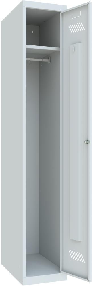 Kleiderschrank m. Sockel 1 Abteil, 300mm Drehriegel RAL 7035 B300xT500xH1750mm