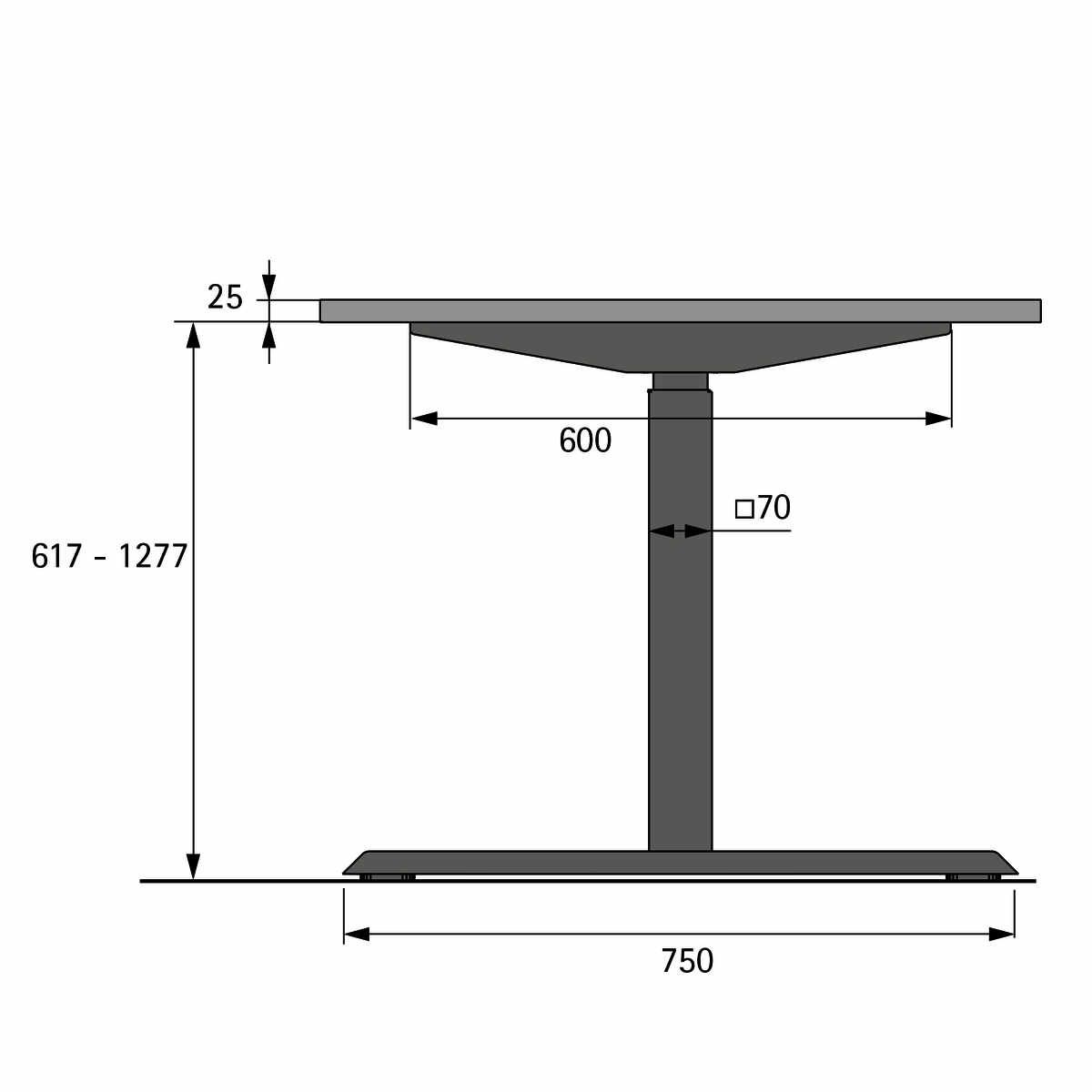 Steelforce Pro 470 SLS Tischgestell T-Fuss Schwarz
