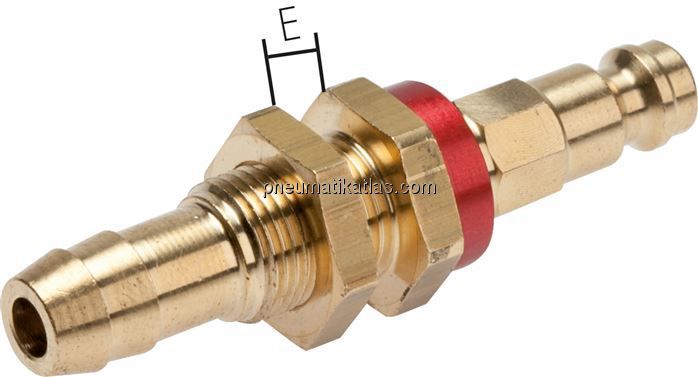 Schott-Kupplungsstecker (NW5) 6 (1/4")mm Schlauch, rot, Achteck SW10