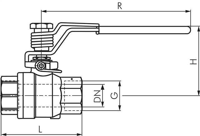 Edelstahl-Kugelhahn, Rp 1/4", -0,9 bis 63bar, federschließend