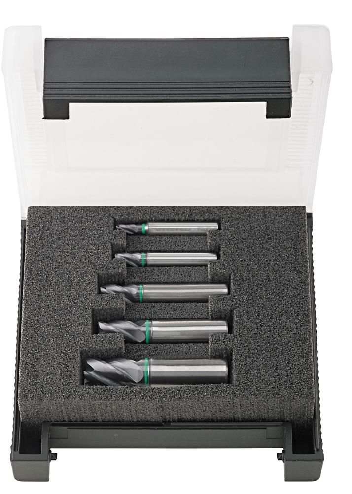 Schaftfräser-Set VHM 4-12mm 5-teilig TiAlN Typ UNI Z4 HA 35-38 Grad FORMAT