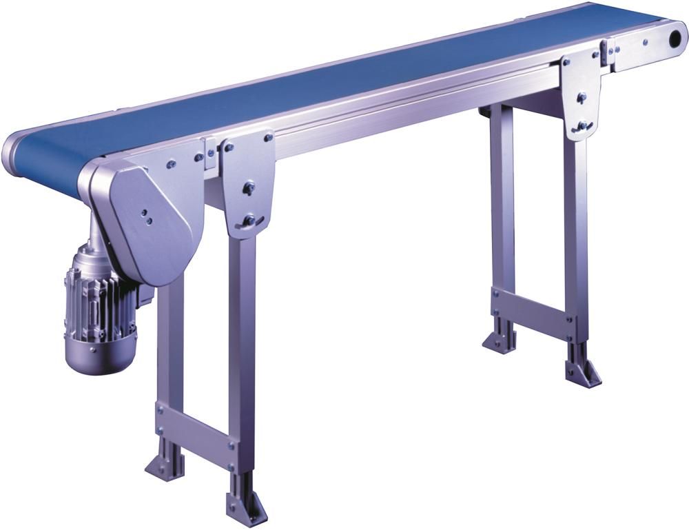 Alu-Flachförderband GAL80petrol Gurtbreite 300 mm Achsabstand 1500 mm max. Bandbelastung 30kg