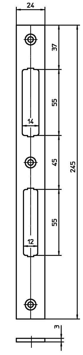 Schliessbl.Flach 245x24x3mm VE25