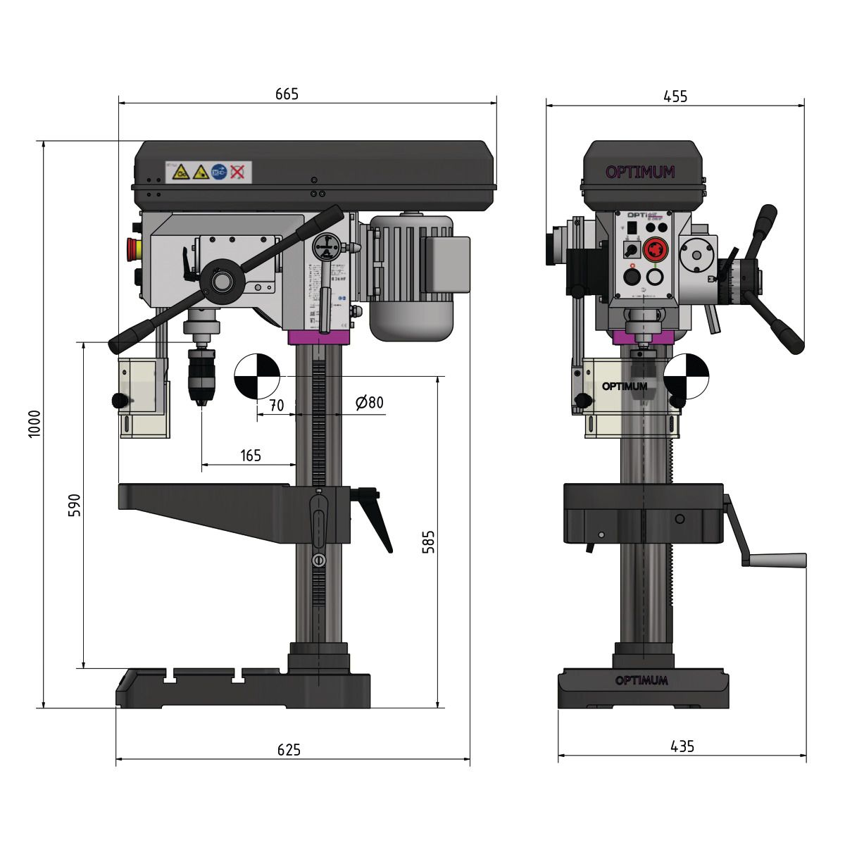 Tischbohrmaschine Optimum OPTIdrill DH 28FT Aktions-Set inkl. Maschinenschraubstock