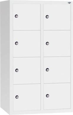 Kleingefachschrank B460xT200xH770 mm RAL 7035, wandhängend 2x4 Fächer