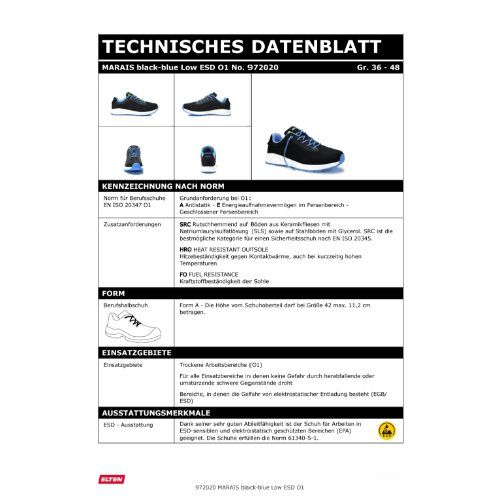 ELTEN MARAIS Berufshalbschuh O1 ESD, Schwarz, Gr. 46