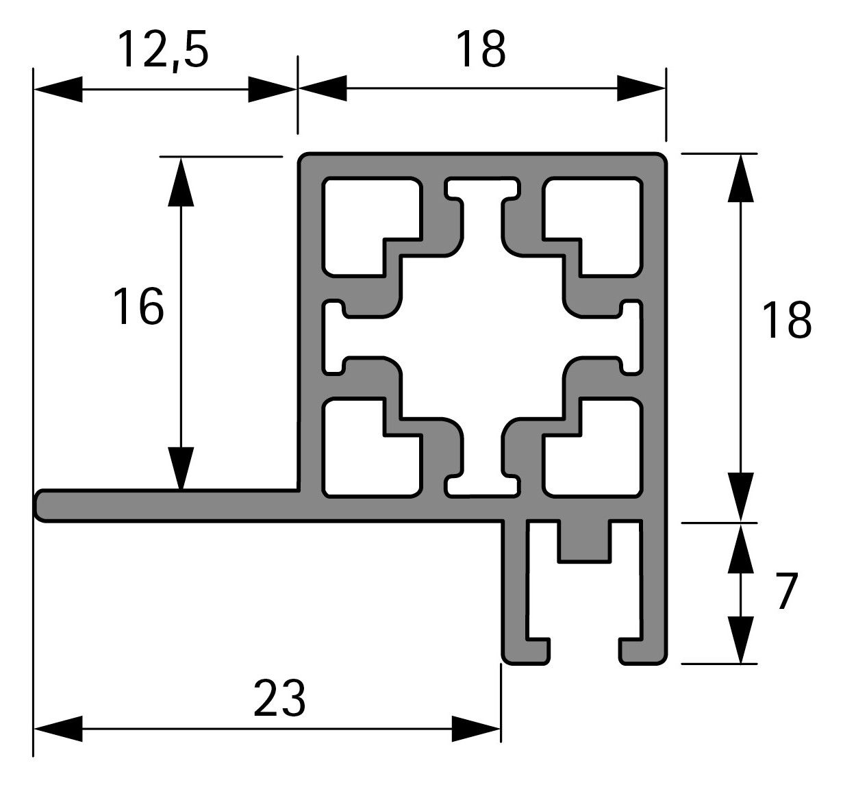 HETTICH CADRO ST-Profil vorl. oben EDS OP 3000MM