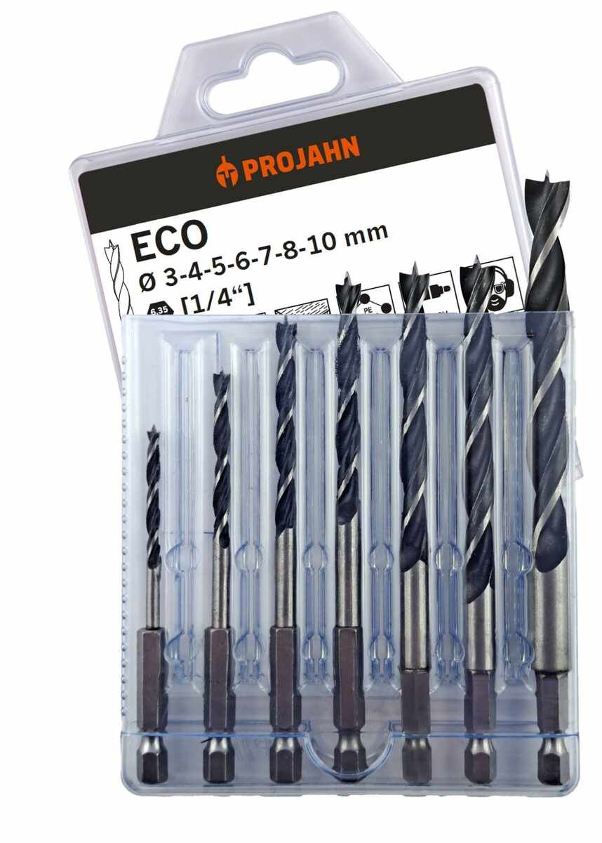 Holzspiralbohrer ECO set 7-tlg. mit 6,35 mm [1/4"] 6-kant Aufnahme