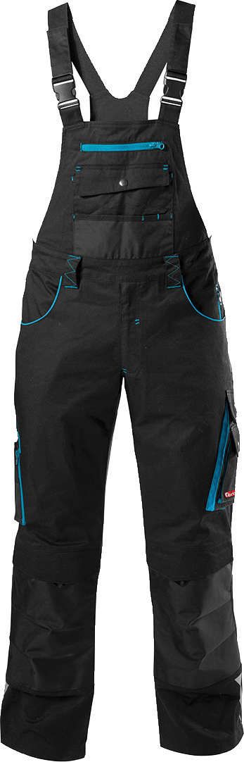 FORTIS H-Latzhose 24, schwarz/türkis, Gr. 50