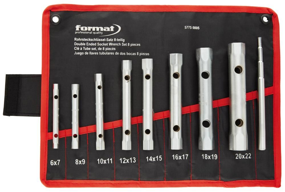 Rohrsteckschlüssel-Satz 6-22mm 9-teilig in Rolltasche FORMAT