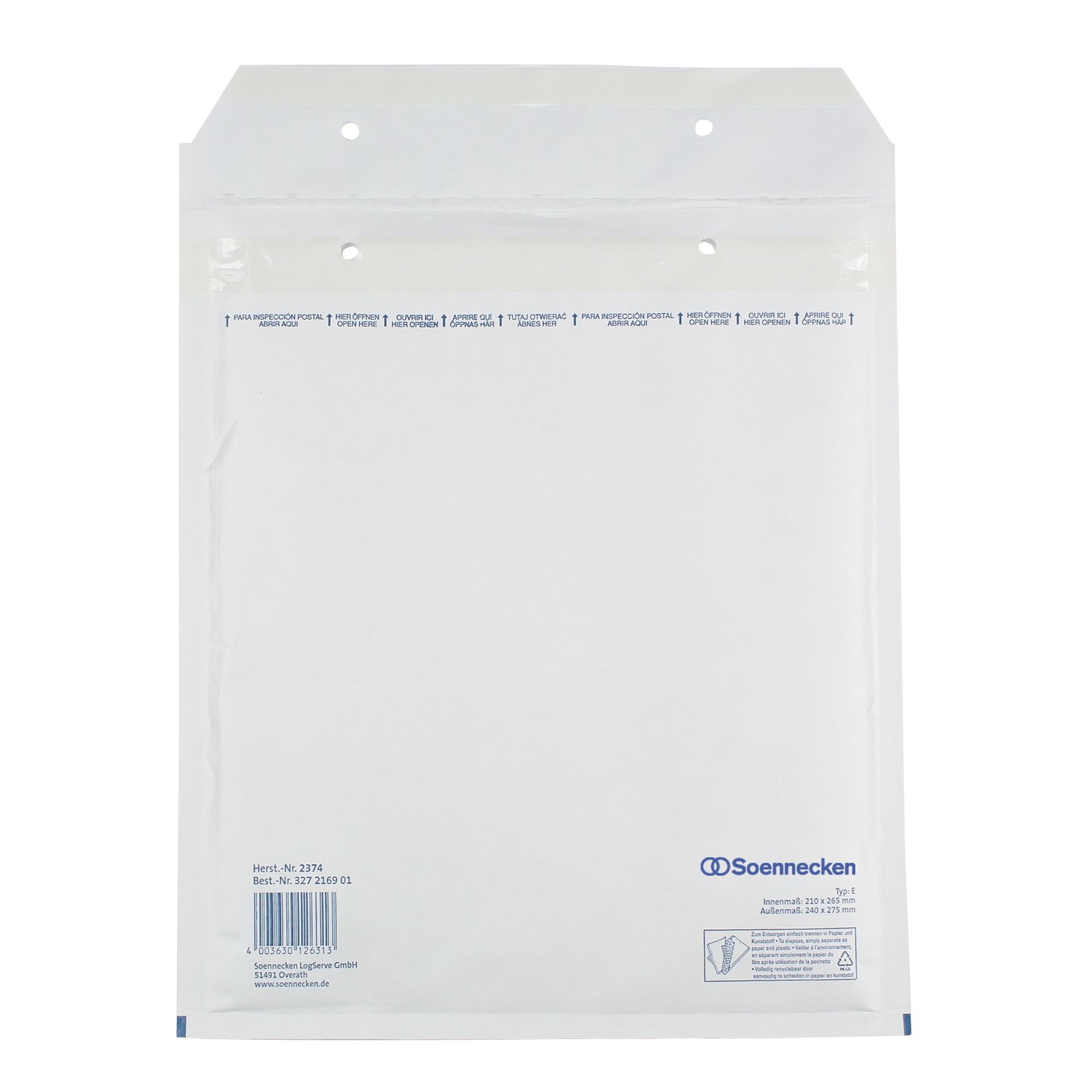 Luftpolstertasche E/2 210x265mm hk ws 100St
