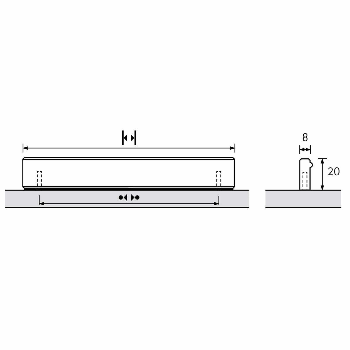 Griffleiste Stabia, Bohrabstand 128, L 140 mm, B 8