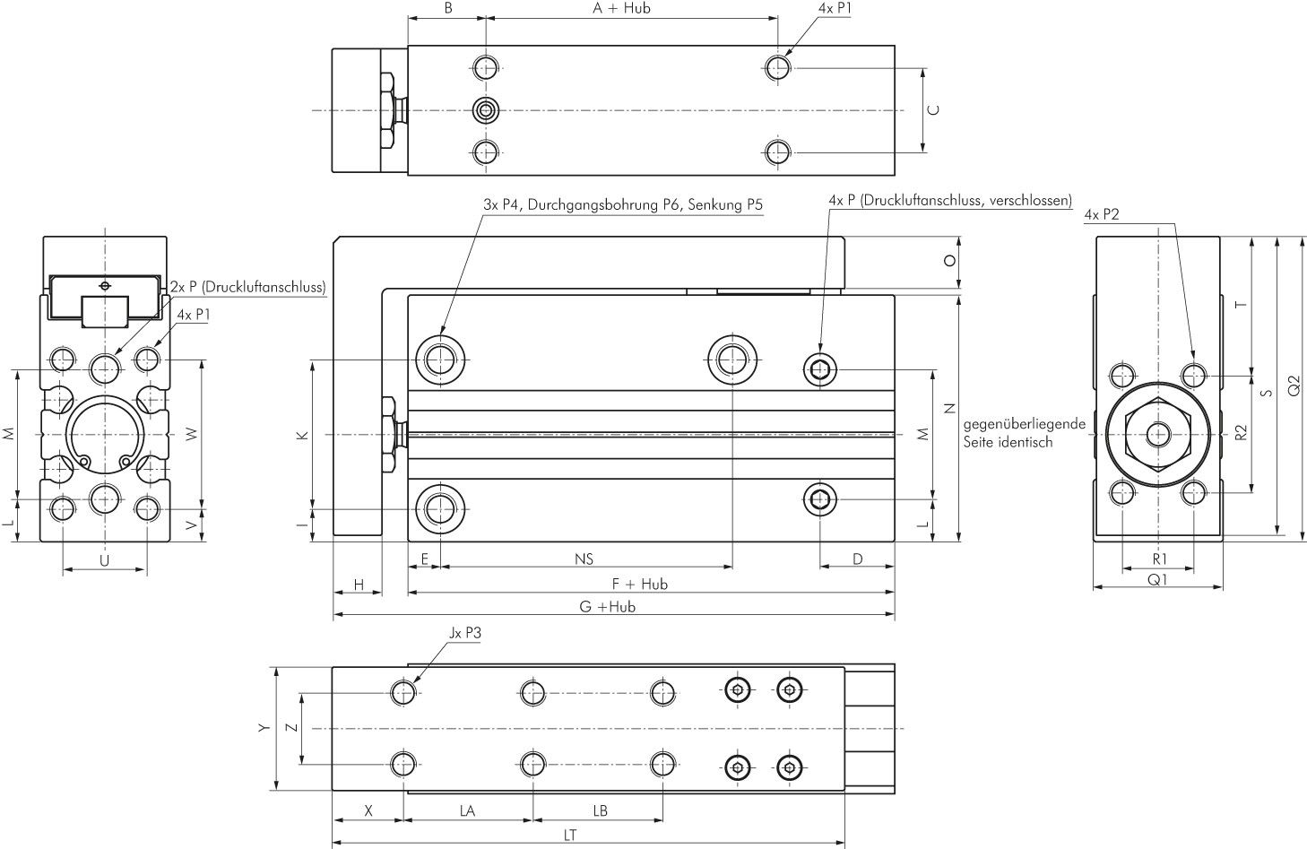 Kompaktschlitten, Kolben 6mm,Hub 5mm