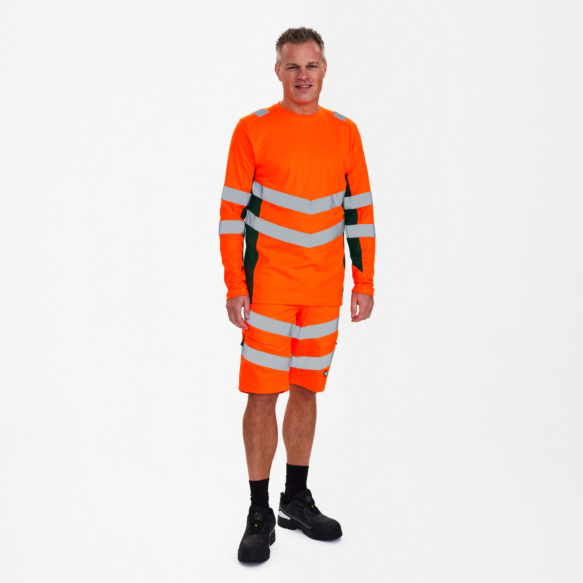 Safety Langarm-Shirt Orange/Grün, Gr. 3XL