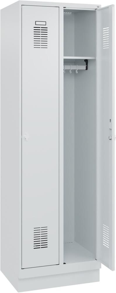 FORMAT Garderobenschrank B600xT500xH1950 mm RAL 7035/7035, 2 Abteile u. Sockel (Selbstmontage)