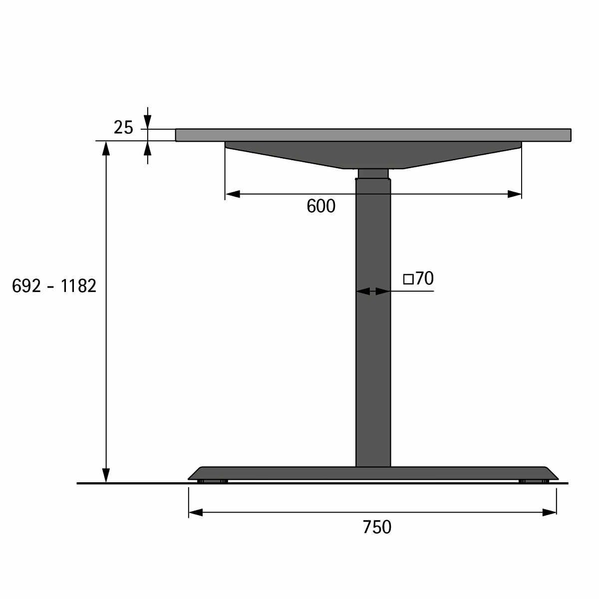 Steelforce Pro 370 SLS Tischgestell T-Fuss Schwarz