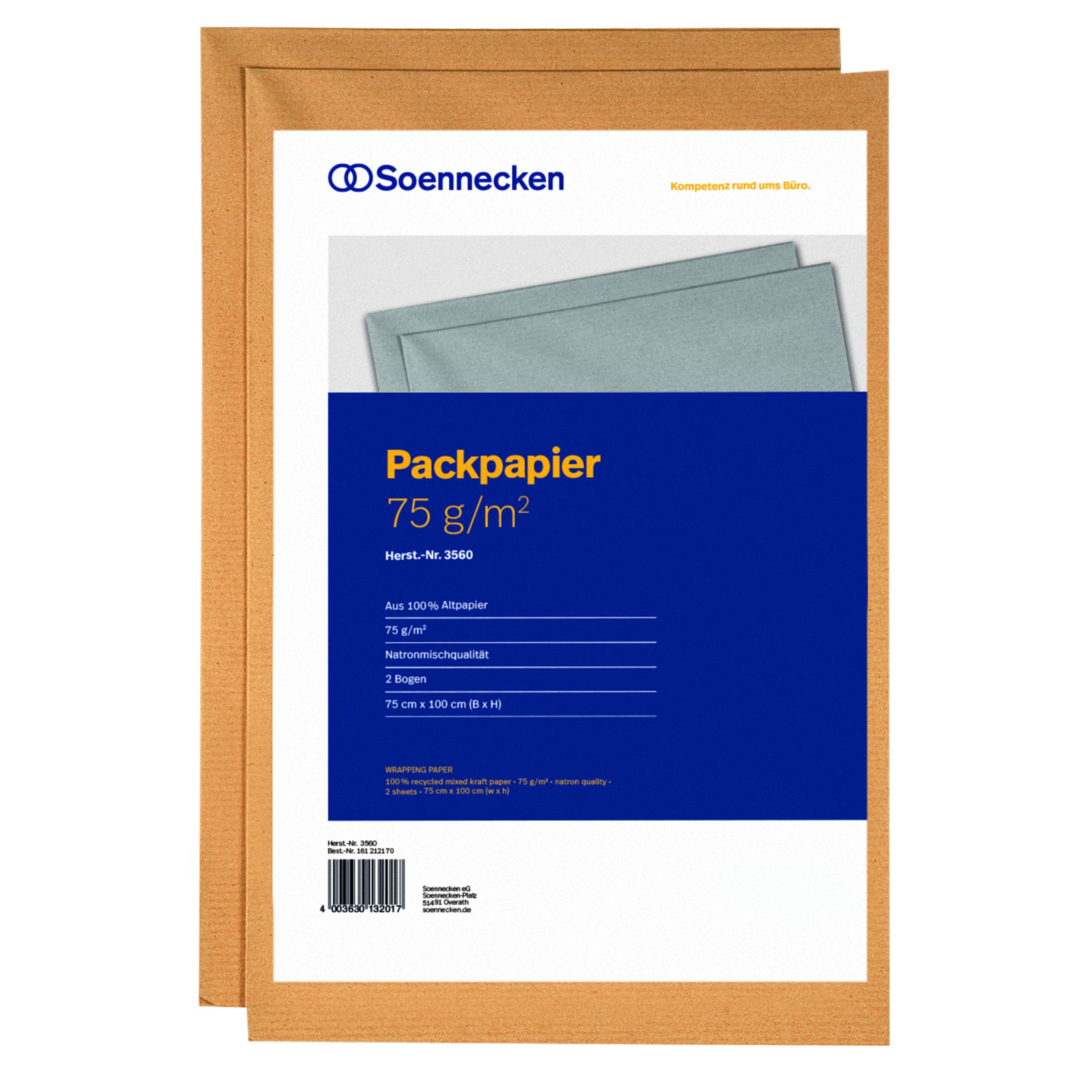 Packpapier 75x100cm 75g Recyclingpapier 2 Bg./Pack.