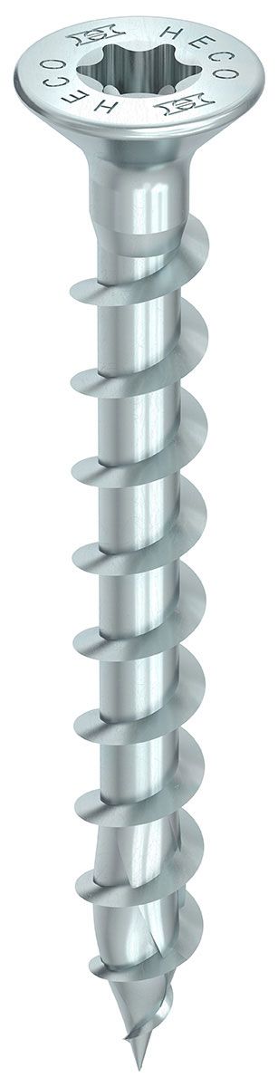 HECO-TOPIX-plus 4,5 x 40, Beschlagschraube, Senkkopf, HECO-Drive, Variables Vollgewinde, verzinkt blau, A3K, 500 Stück, VARIANTA-Handwerkerverpackung