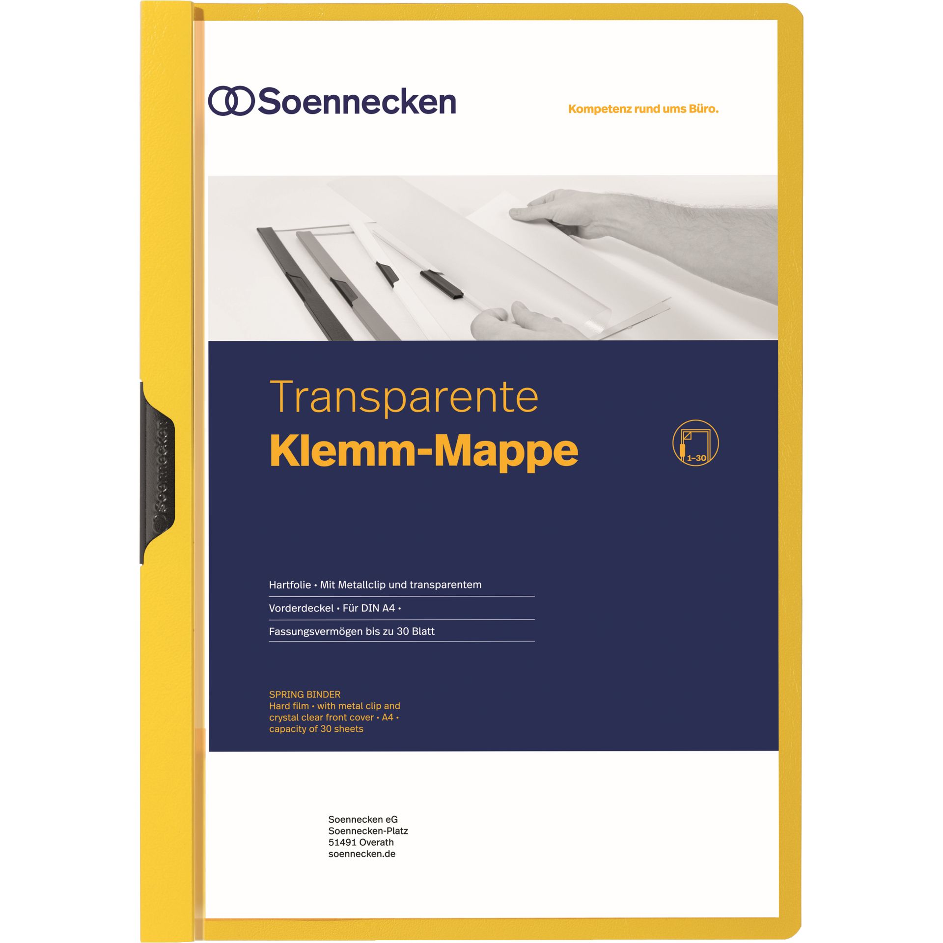 Klemmmappe DIN A4 bis 30Blatt PVC gelb