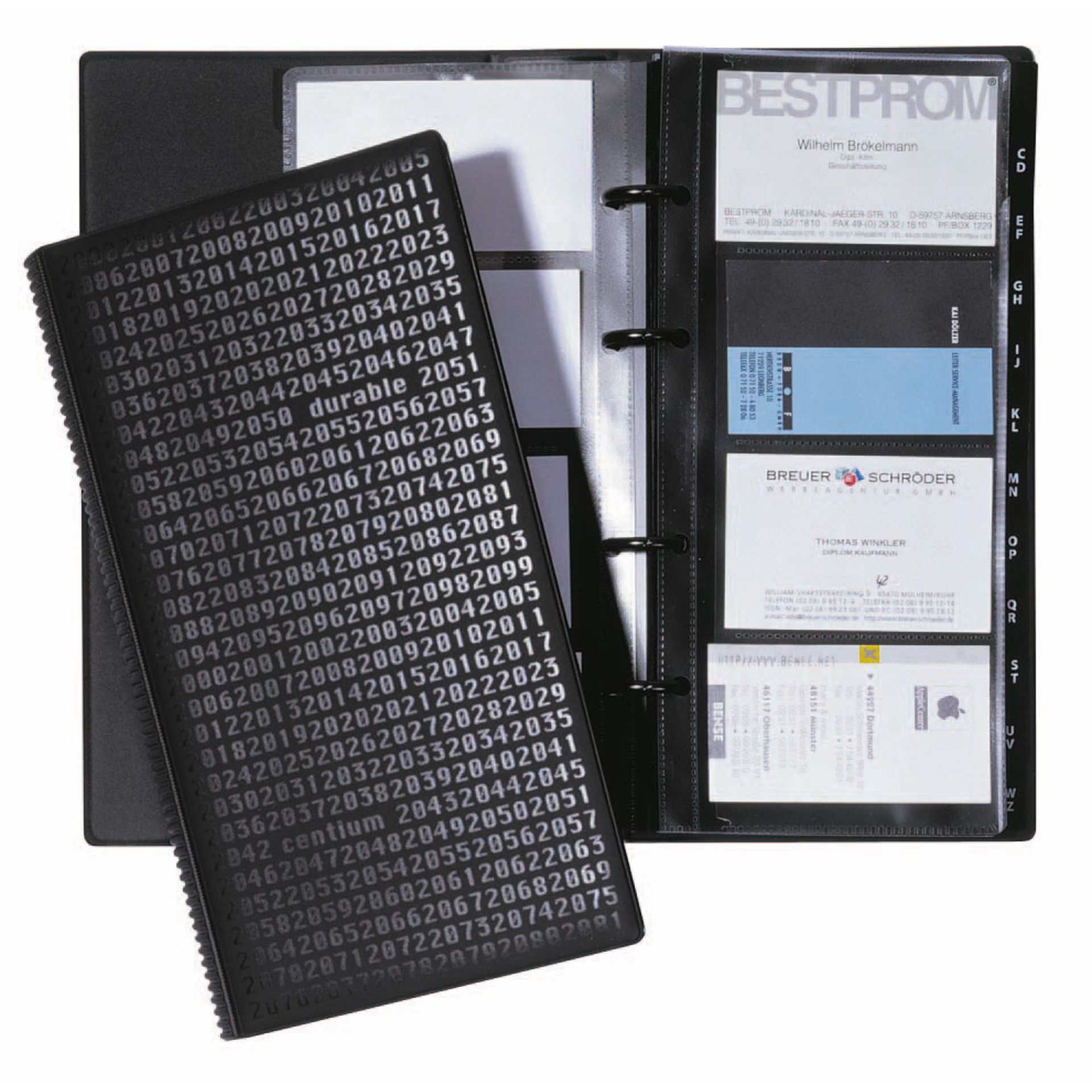 Visitenkartenringbuch 145255mm 200Karten sw