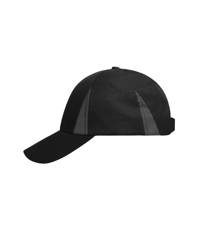 Safety Cap 6 Panel Cap mit reflektierenden Elementen ( ohne Schutzfunktion/ keine PSA ) schwarz, Gr. one size