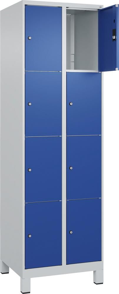 Fächerschrank CLASSIC B300xT500xH1950 mm RAL 7035/7035, 1x4 Fächermit 100 mm hohen Füßen