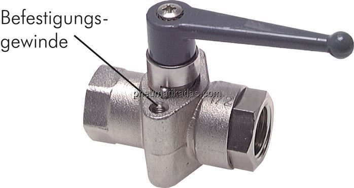 Messing-Kugelhahn, G 1/8", PN 40, Befestigungsgewinde M 4