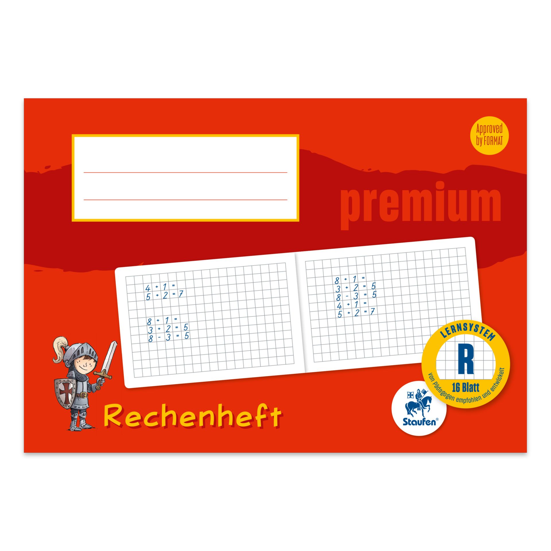 Rechenheft Premium LinR A5quer 16Bl 90g kar