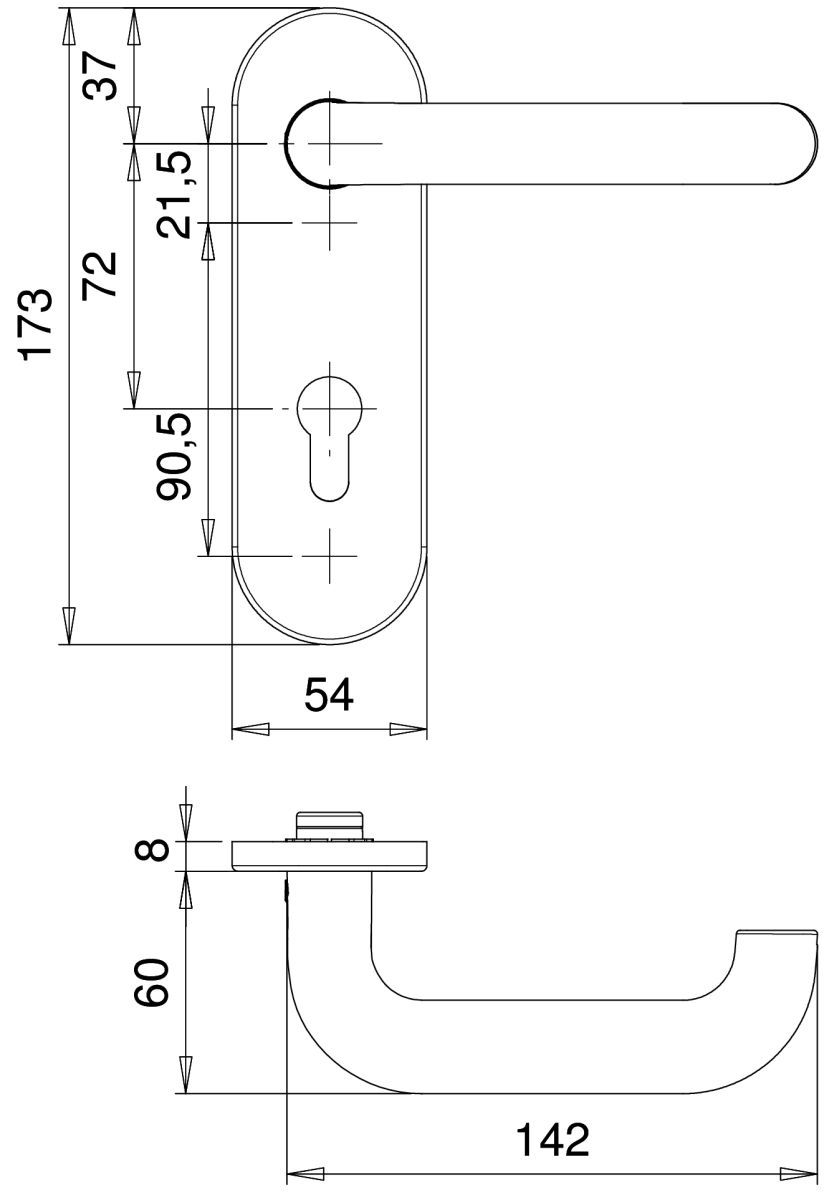 Alu-FS-Schutz-Drücker-Garnitur, ES-1