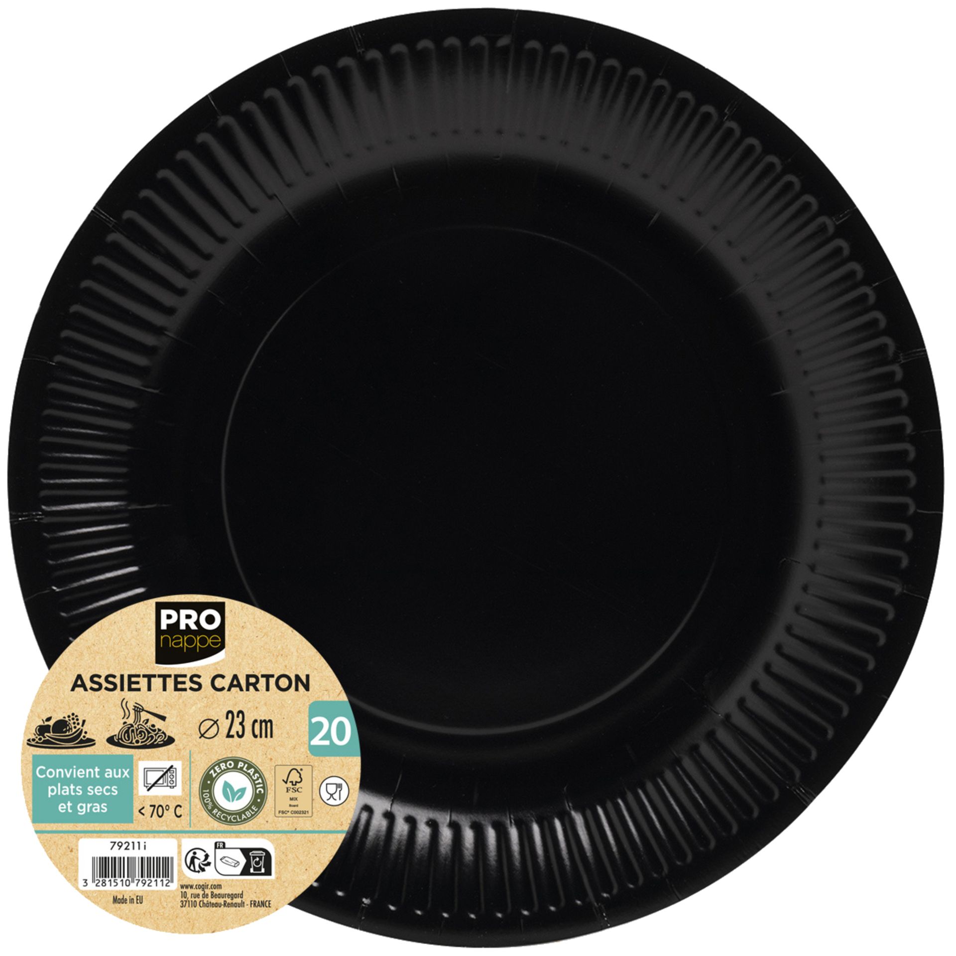Pappteller 23cm sw 15St