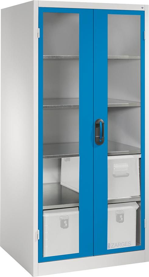 Flügeltürenschrank XXL B12000xT800xH1950 mm Türen mit Sichtfenster