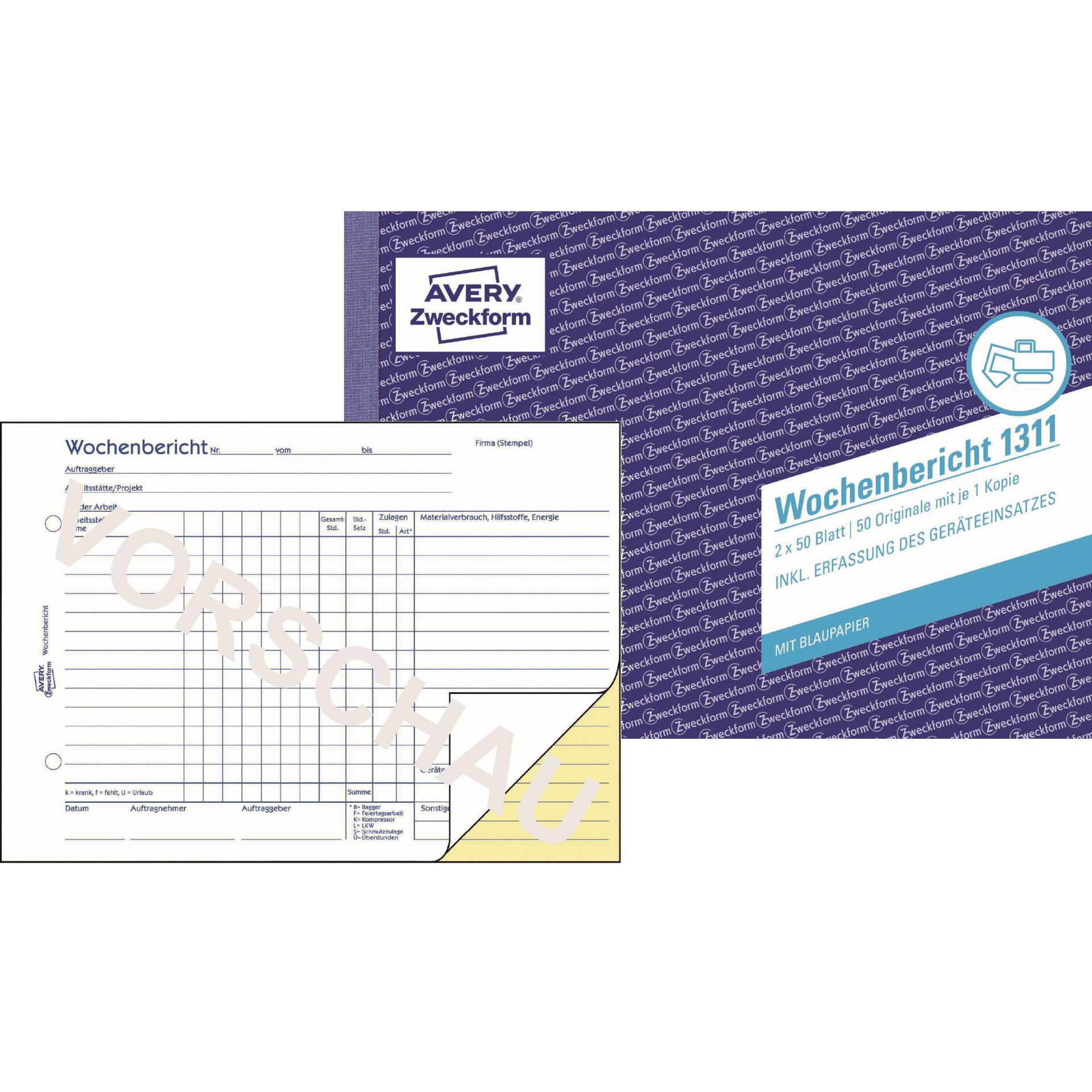 Wochenbericht DIN A5 quer 2x50Blatt