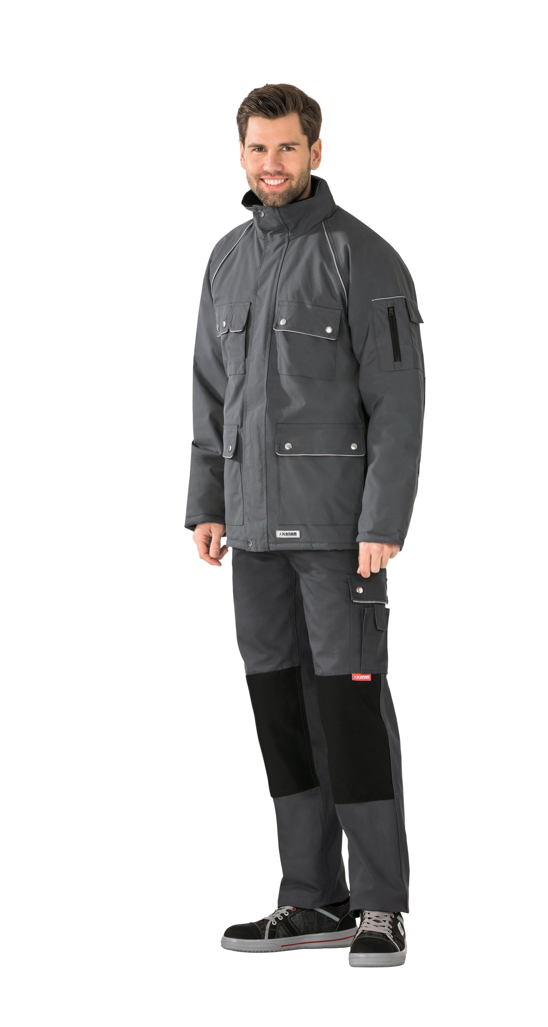 Planam Winterparka Canvas 320, Outdoor grau/schwarz Gr. S