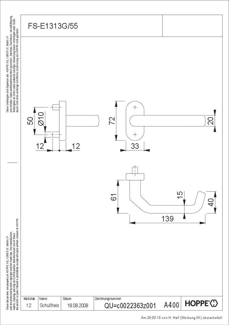 FS-Türgriff-Halbgarnitur Liverpool - FS-E1313G/55