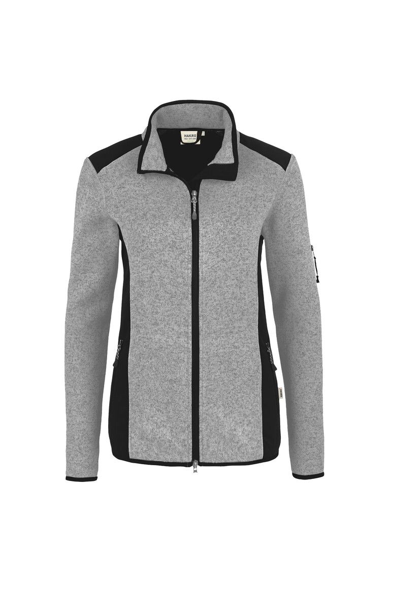HAKRO Damen Strickfleecejacke grau meliert, XS