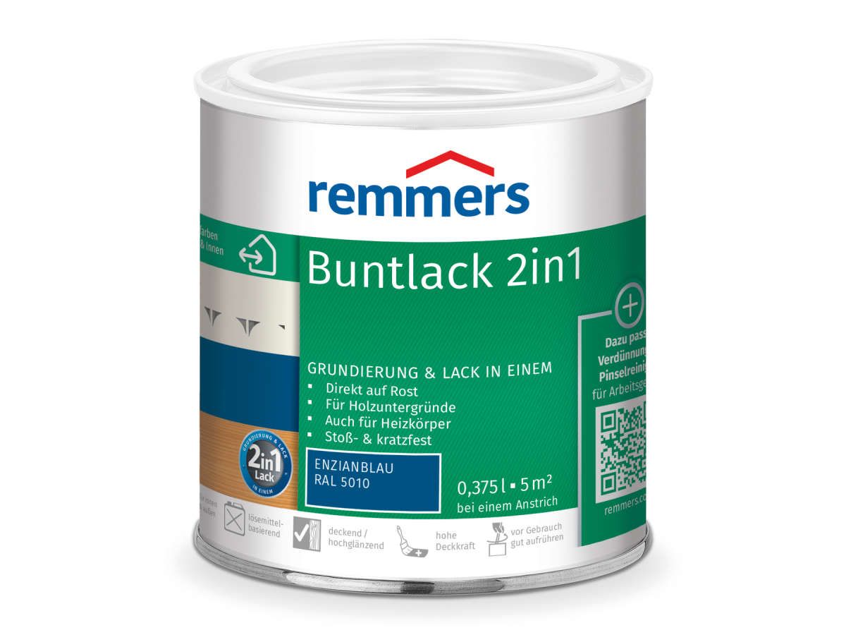 Buntlack 2in1 enzianblau (RAL 5010) 0.375 l