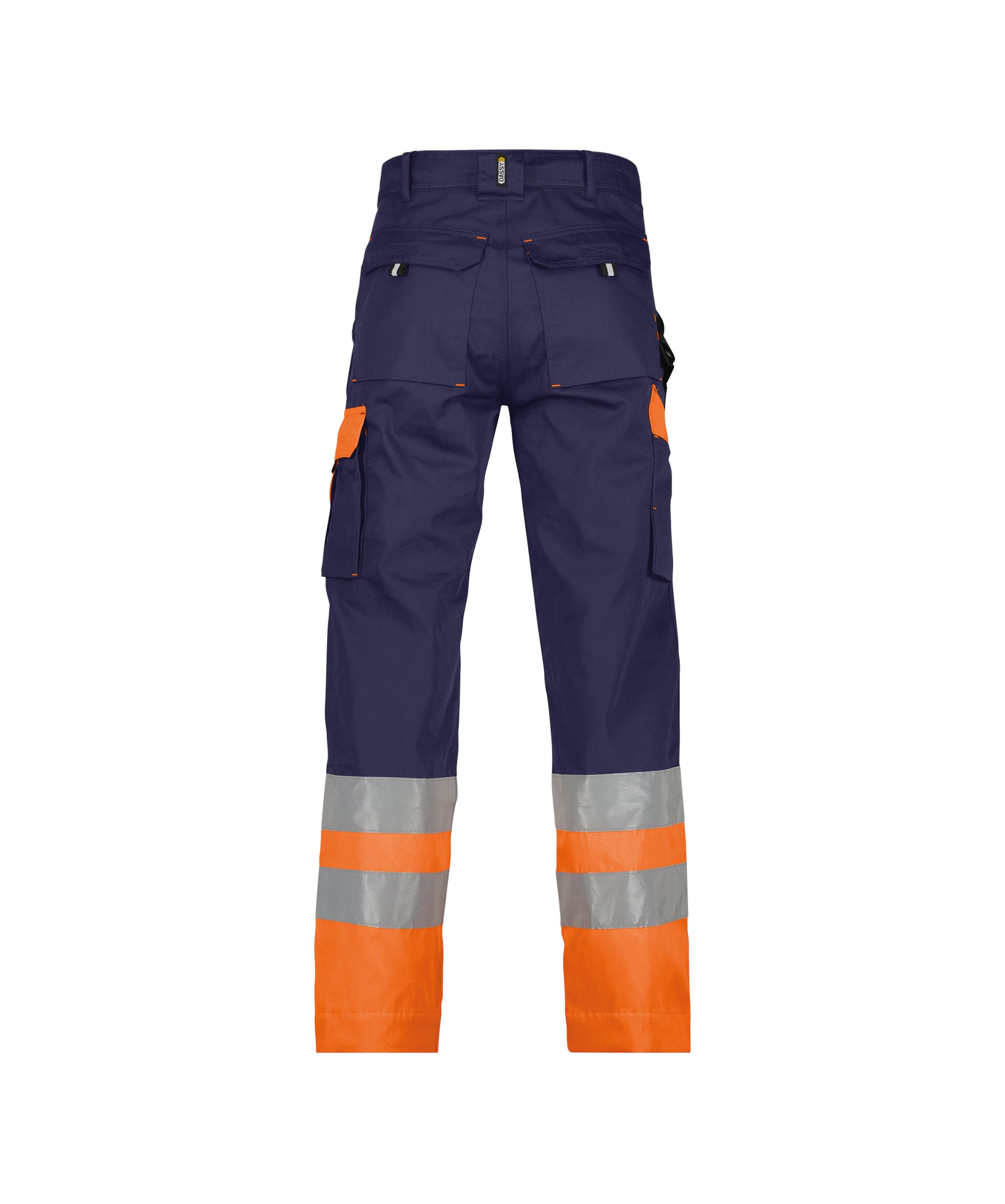 DASSY Omaha Warnschutz-Arbeitshose, Dunkelblau/Neonorange, Gr. 42, 300 g/m²