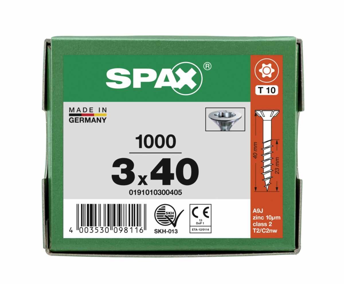 Spax Schrauben Fl/Vz Torx 3,0X40 TG VE1000