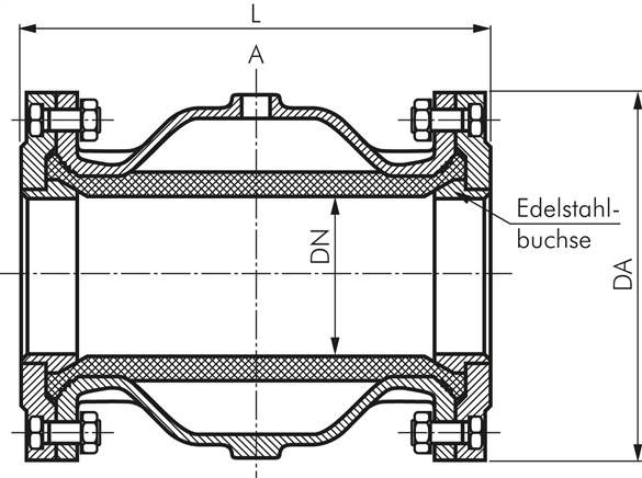 Quetschventil, Flansch DN40-PN16 (DIN), Aluminium, 0 - 6bar