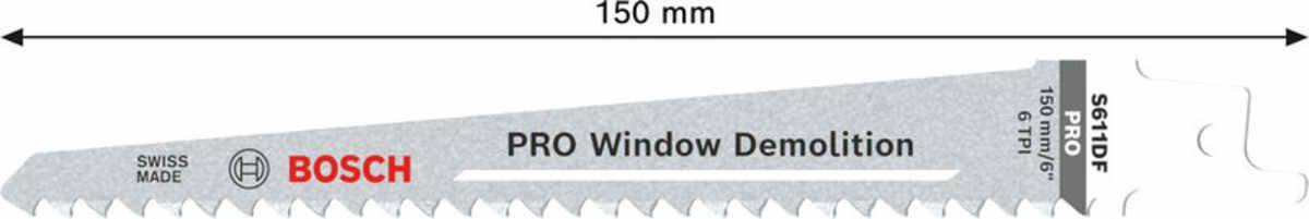 PRO Window Demolition S611DF Säbelsägeblatt, 1,25 x 19 x 150 mm, 25-tlg.