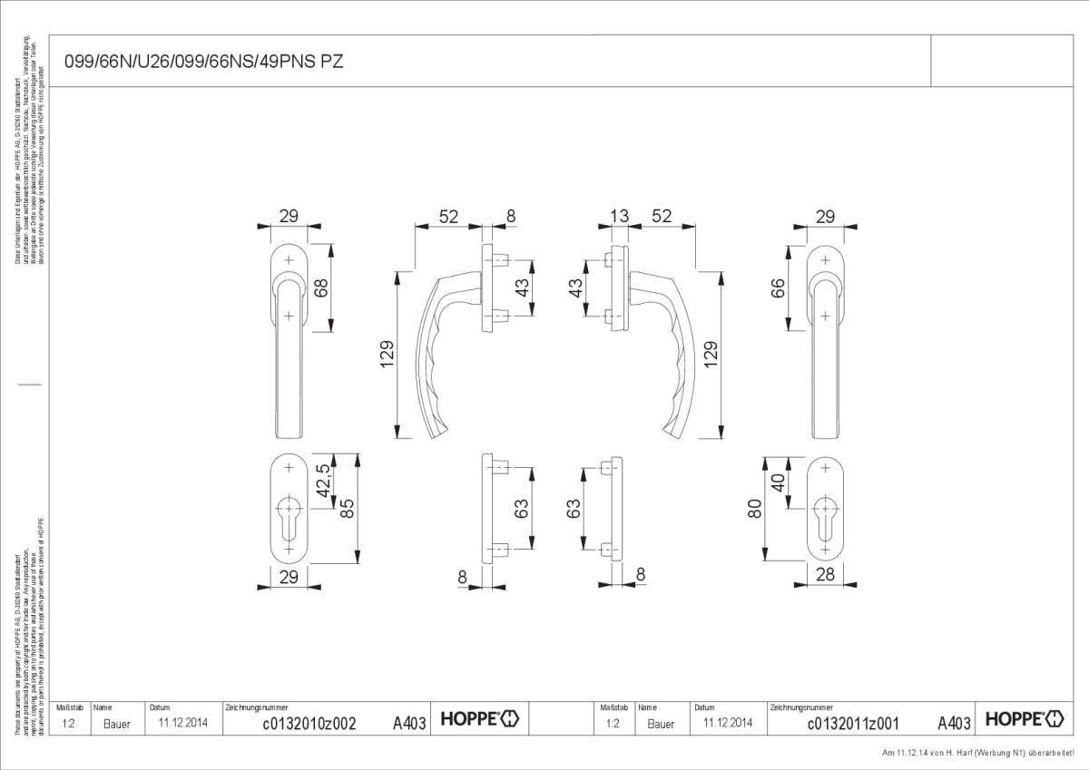 Fenstergriff-Garnitur Luxembourg - 099/66N/U26/099/66NS/49PNS