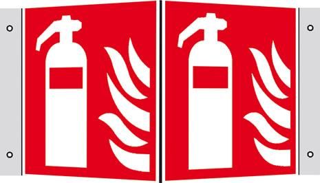 Brandschutzschild Alu B150xH150 mm Winkel Feuerlöscher langnachleuchtend