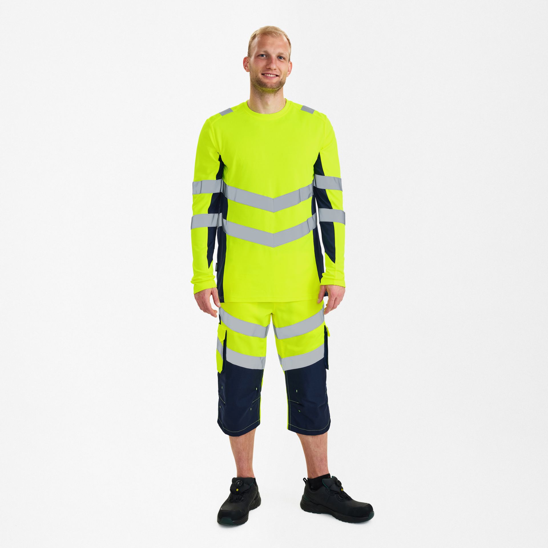 Safety Langarm-Shirt Gelb/Blue Ink, Gr. 4XL