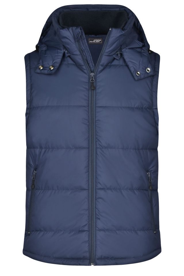 Men's Padded Vest Modische Steppweste mit abnehmbarer Kapuze blau, Gr. 3XL