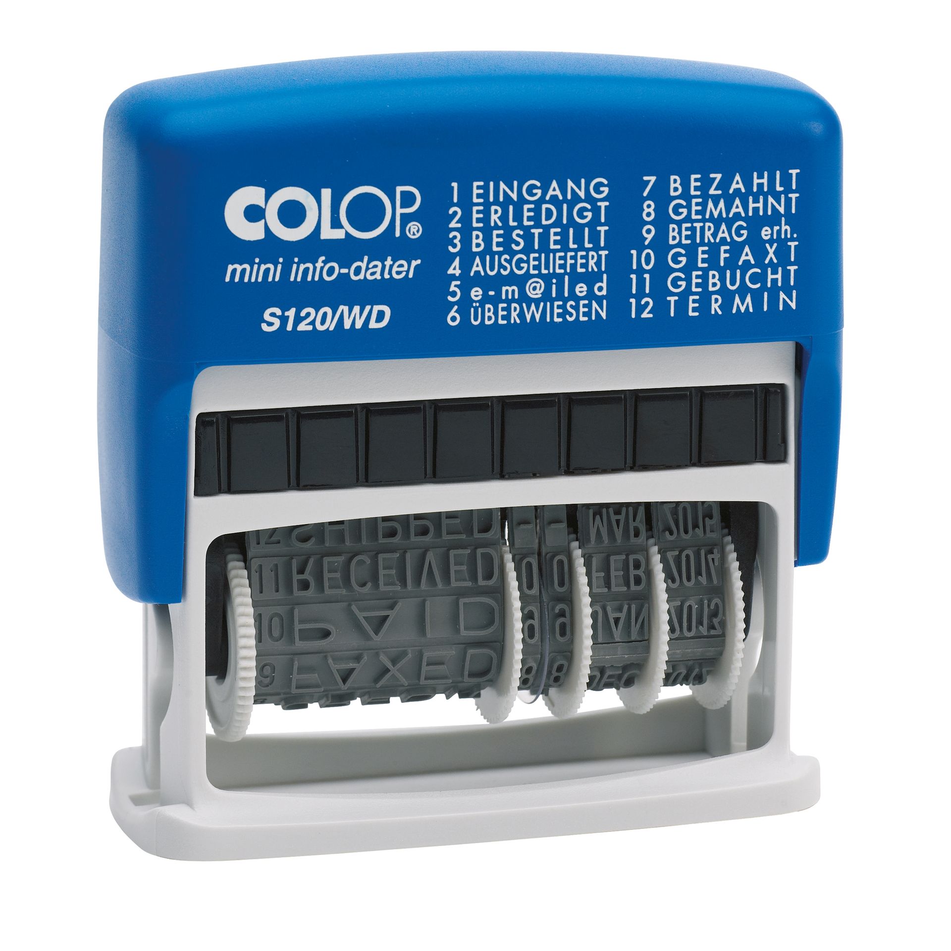 Datumstempel mini info-dater  S120/WD bl/gr