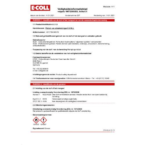 Pistolen- und Schaum- reiniger 500ml E-COLL