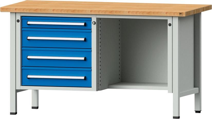 Anke Kastenwerkbank B1500xT700xH840mm RAL7035/5012 BMP: 40 mm 4 Schubladen