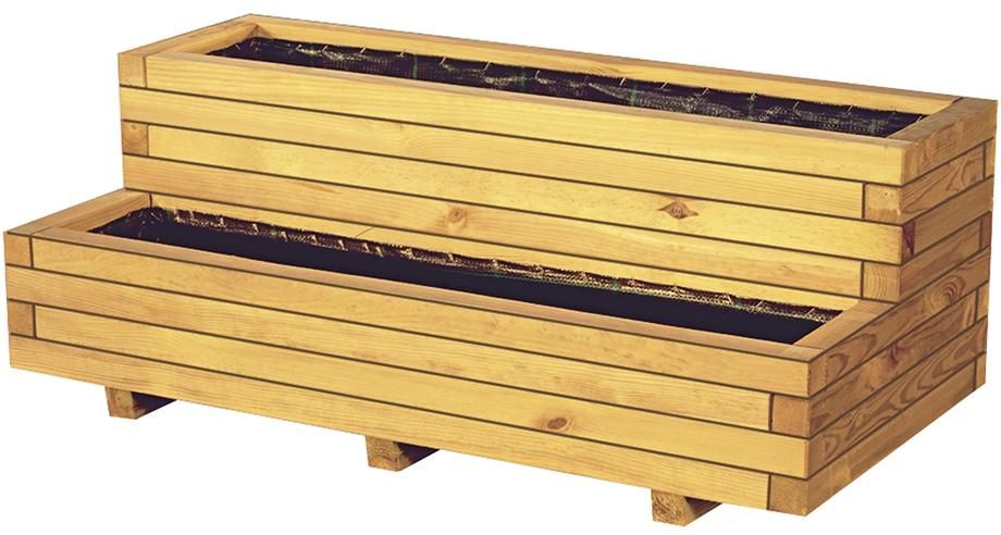 VITJA Blumenkübel 2StufenB 100 x T 50 x H 40 cm, inkl. Folieneinsatz kdi-grün